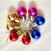 圣诞球装饰亮光球2/3/4cm电镀球金、银、红、蓝、梅红色可选混装