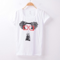 女夏装短袖t恤韩版修身大码半袖上衣印花纯棉字母T恤圆领白色创意