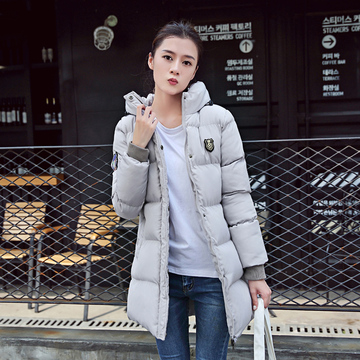 2016冬季韩版新款连帽中长款加厚羽绒服女棉衣修身显瘦外套棉袄