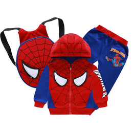 儿童秋装套装新款蜘蛛侠超人衣服潮送书包