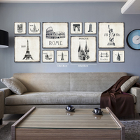名建筑 欧式客厅装饰画 沙发背景美式墙画 现代简约卧室无框挂画