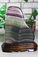 天然七彩彩虹紫萤石紫莹石原石手把玩件奇石摆件鱼缸石头矿物标本