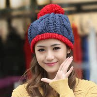 冬季帽子 女 韩版 潮 韩国时尚针织毛线帽 冬天可爱手工护耳帽子