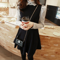 秋冬新款韩版女装修身显瘦高领接毛呢假两件连衣裙1034-CNZS