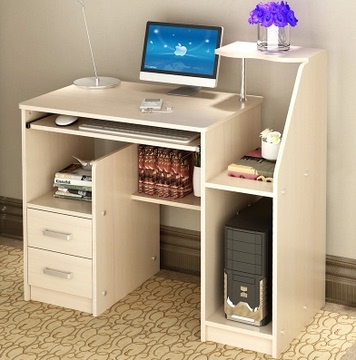 简易电脑桌带书架台式桌家用简约现代办公桌组合书桌书柜写字台