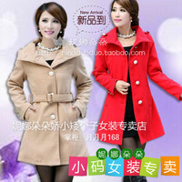 15新款韩版秋冬女装XS小码大码修身显高时尚长款呢子风衣外套大衣