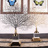 新中式后现代铁海树摆件客厅创意家居工艺品摆设玄关招财软装饰品