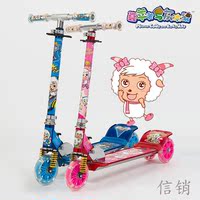迪士尼喜羊羊儿童滑板车 可折叠闪光音乐合金三轮减震轮滑车 童车