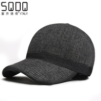 塞乔德奇 新款促销韩版冬季鸭舌帽男士帽子毛呢帽护耳保暖棒球帽