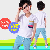 童装男童夏装2015新款韩版儿童夏季t恤短袖休闲时尚短裤两件套装