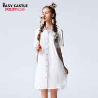 城堡里的公主2015新款夏装纯白宽松大码连衣裙棉麻连衣裙 夏 长裙