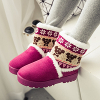 冬季新款短靴雪地靴女中筒靴 防滑软底孕妇靴子平度保暖学生棉鞋