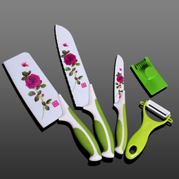 韩国百年蔷薇系列套刀百年牡丹刀具五件套菜刀礼品装全套厨房刀具