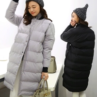 韩国2015冬装新款韩版宽松大码圆领中长款棉衣女外套加厚羽绒棉服