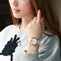 韩版手表女款真皮玫瑰金防水学生女生时尚新款腕表夜光水钻非机械