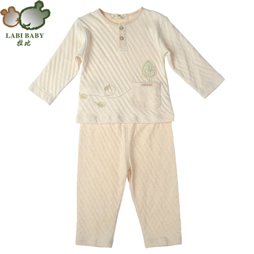 拉比专柜正品LLBAK381提花布半开套装 婴儿纯棉内衣66-100码