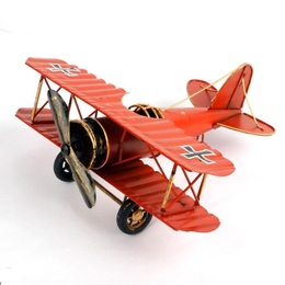 美式乡村风迷你铁皮复古创意小飞机模型 家居装饰摆件 铁制工艺品