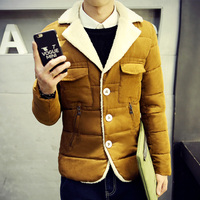 男装冬季西装领棉衣男潮韩版修身短款小棉袄英伦个性纯色潮流外套