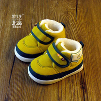冬季加绒加棉保暖鞋0-2岁婴幼儿宝宝软底学步鞋男女童布鞋魔术贴