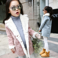 女童加绒外套加厚2015冬装新款中大童麂皮绒韩版儿童中长款上衣潮