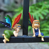 创意家居欧式花园阳台装饰品摆件美式乡村树脂工艺摆设彩虹花仙子