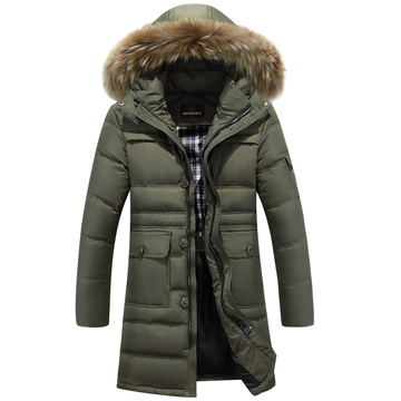 2015冬新款正品反季特价男士毛领羽绒服男中长款加厚修身加长外套