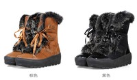 女冬季东北黑龙江哈尔滨漠河雪乡穿时尚绒毛款零下40度保暖鞋