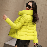 2015冬装新款 韩版修身双层堆堆领百搭时尚口袋棉衣女外套潮
