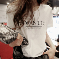 2015夏季新款韩版百搭字母宽松大码圆领半袖白色体恤衫短袖T桖女