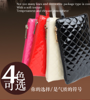 2015新款韩版菱格钱包亮面漆皮手机包长款女士拉链包手拿包女包