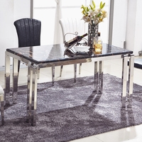 小户型大理石台面餐桌椅组合 现代简约时尚创意定制长方形饭台132