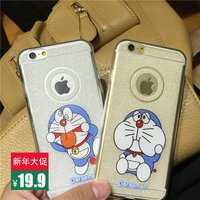 促销苹果5s6splus手机壳日本潮牌哆啦A梦闪粉水晶情侣硅胶全软壳