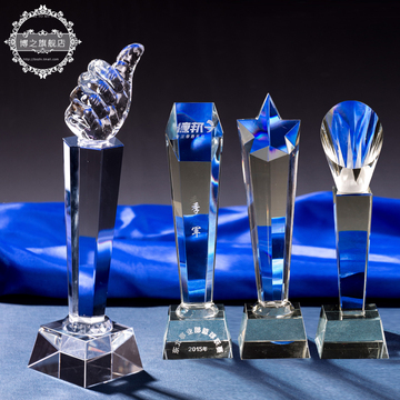 大拇指水晶奖杯运动会水晶奖牌定制定做 比赛纪念五角星奖杯