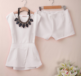 夏季装小香风两件套套装新款雪纺棉气质韩版修身显瘦短袖连衣裙子