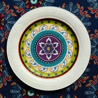 埃兰迪尔/墨西哥乡村陶瓷餐具/特雷西亚雪花形装饰盘子/西餐大盘