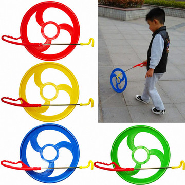 包邮滚铁环儿童推铁环滚铁圈塑料风火轮幼儿园怀旧玩具滚圈圈