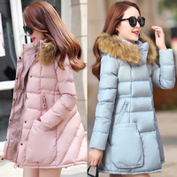 2015冬季女装新款韩版修身中长款棉衣棉服外套真毛领加厚羽绒棉袄