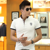 2015夏季新款男士时尚小立领polo衫男装韩版修身短袖T恤 潮男上衣