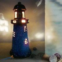 创意礼物地中海灯塔装饰台灯卧室床头陶瓷小夜灯暖光可爱生日温馨