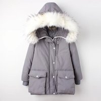 冬装新款 韩版加绒加厚保暖连帽拉链中长款大码棉衣棉服学生外套