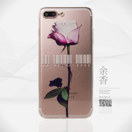 余香玫瑰金亮黑浮雕女性女款iPhone7plus苹果6s透明6手机壳软SE