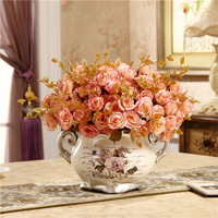 高档陶瓷花瓶 欧式田园花瓶 双耳花瓶 树脂花瓶 餐桌茶几装饰花瓶