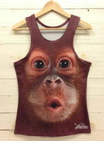 夏季新款 修身个性打底衫潮男士汗背心3d嘟嘟猴立体动物图案印花
