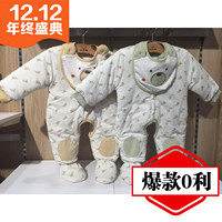 冬天婴儿连体衣长袖宝宝纯棉连脚哈衣新生儿爬服加厚保暖0-6个月