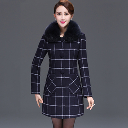2015秋冬新款时尚韩版中年女装大毛领中长款毛呢大衣外套羊绒大衣
