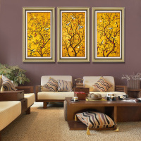 美式欧式发财树客厅装饰画花卉玄关背景墙壁挂画有框沙发背景墙画
