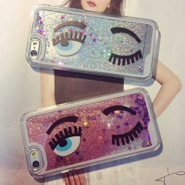 韩国iphone6plus液体流沙眨眼睛5s手机壳苹果睫毛眼睛4.7保护壳套
