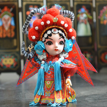 北京纪念品绢人 民间工艺品京剧娃娃脸谱摆件出国送老外特色礼品