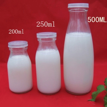 批发玻璃牛奶瓶带盖 玻璃密封玻璃奶瓶250 500 1000ml牛奶玻璃瓶