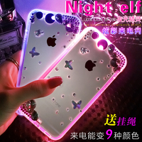 iphone5手机壳来电闪水钻 苹果5s手机硅胶保护套透明发光日韩潮女
